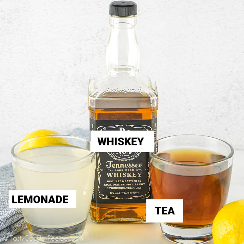 Arnold Palmer Cocktail ingredients, with text labels