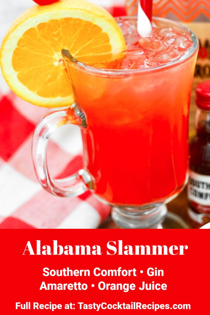 Alabama Slammer pinterest image with ingredients listed