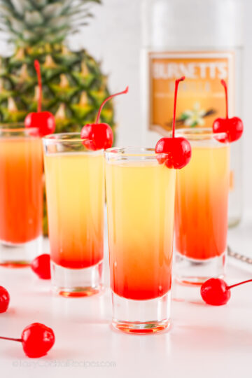 pineapple upside down cake shots.