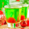 green shots with marashino cherry inside